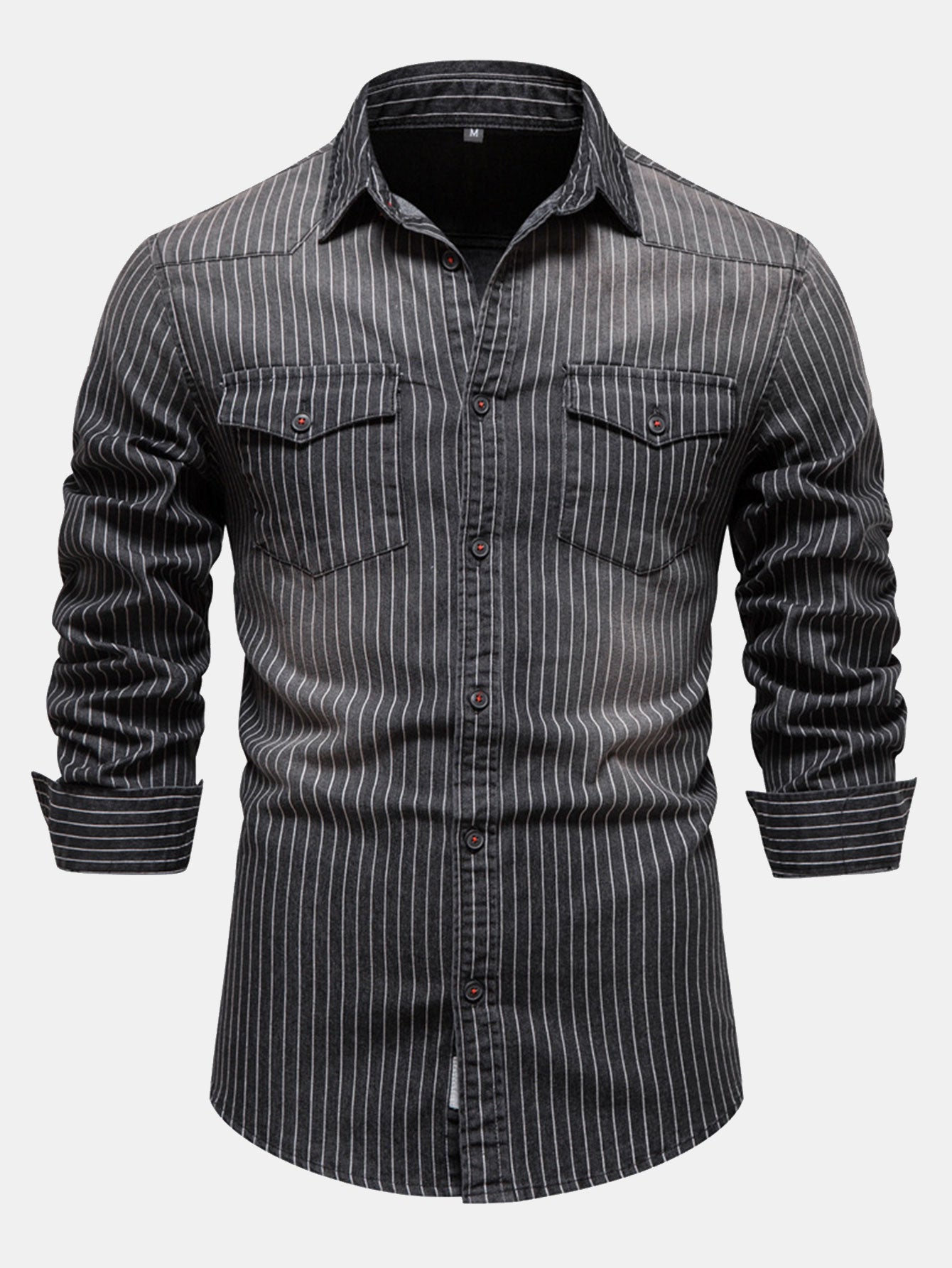 Desiderio® | Stripe Washed Denim Shirt With Pockets