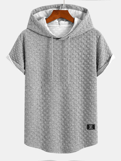Eustaquio® | Checkerboard Jacquard Arc Hem Hooded T-Shirt