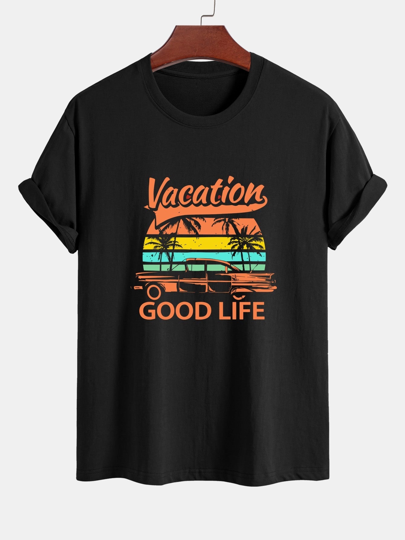 Héctor® | Good Life On Vacation Print Cotton T-Shirt & Man Mid Length Drawstring Swim Shorts