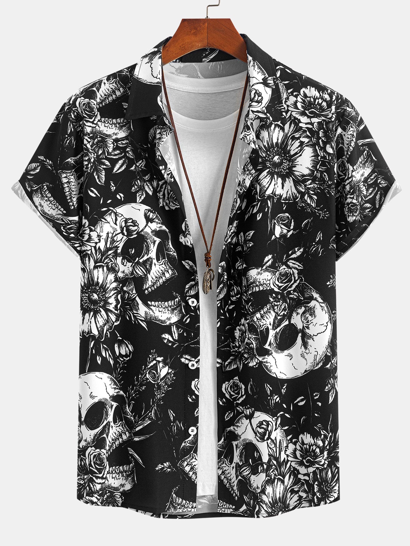 Isidoro® | Skull Floral Print Button Up Shirt