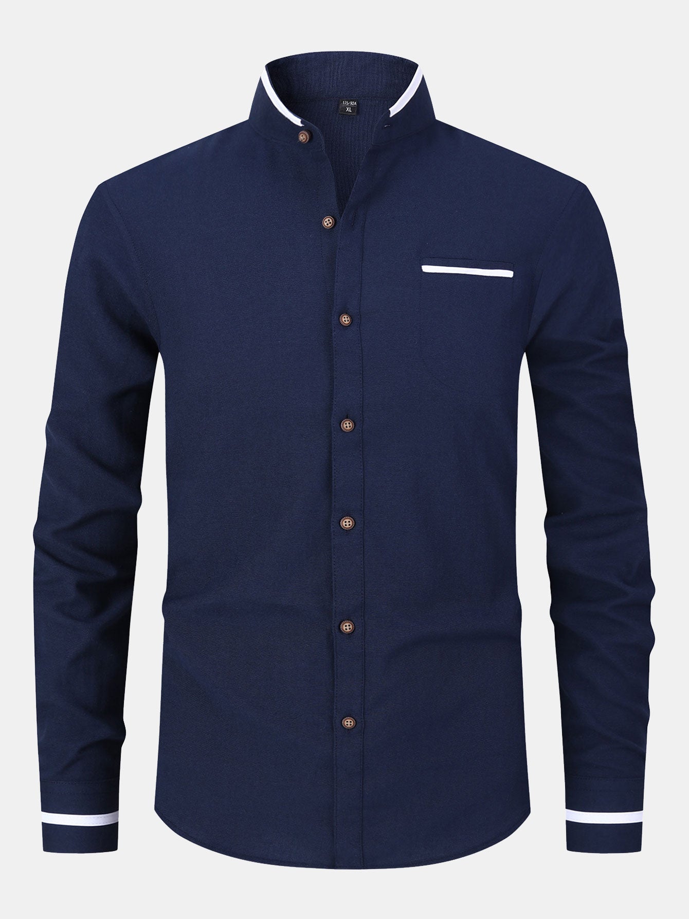Gabino® | Long Sleeve Contrast Stand Collar Oxford Shirt