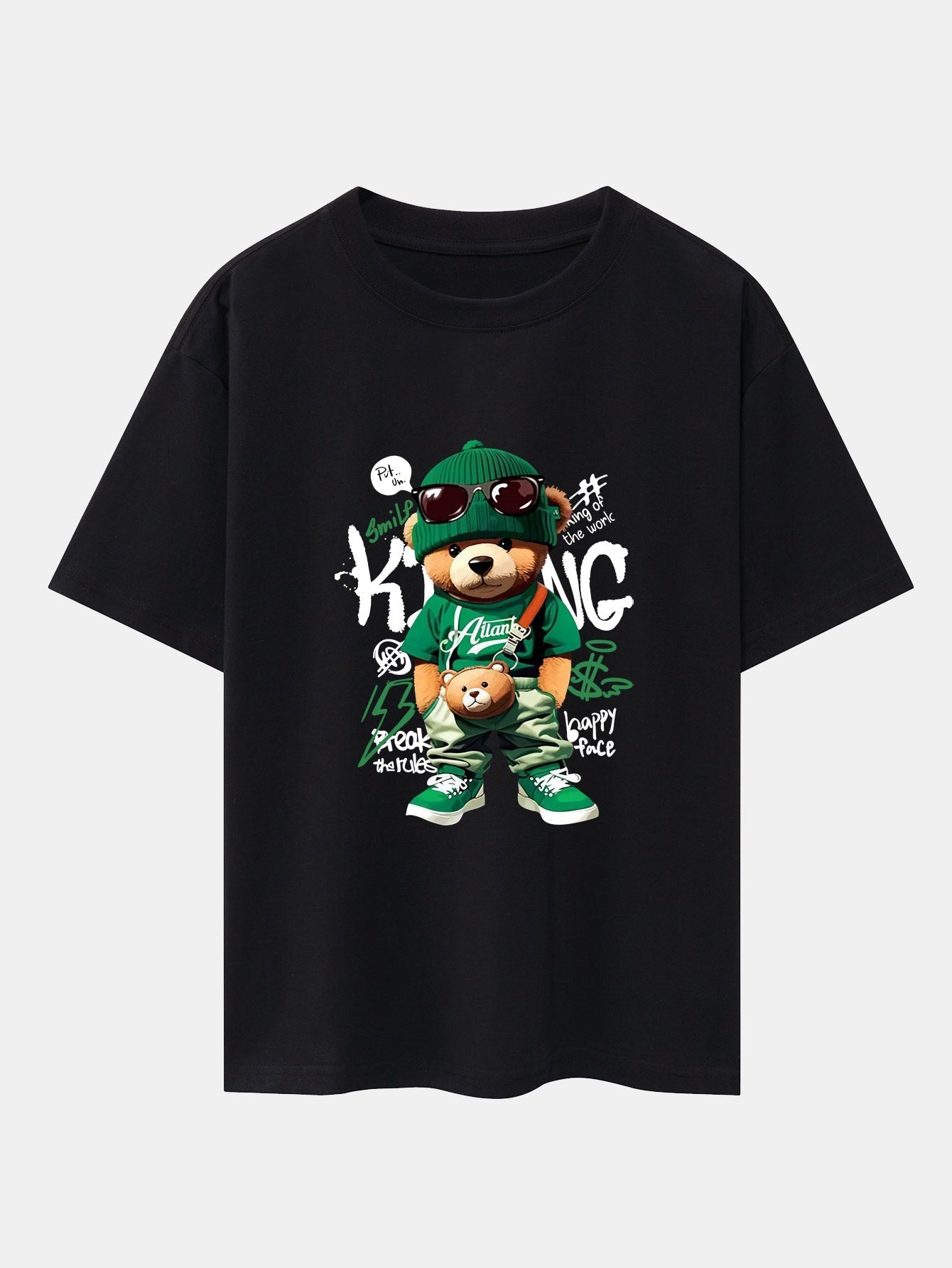 Micaías® | Graffiti Bear Print Drop Shoulder Oversize T-Shirt