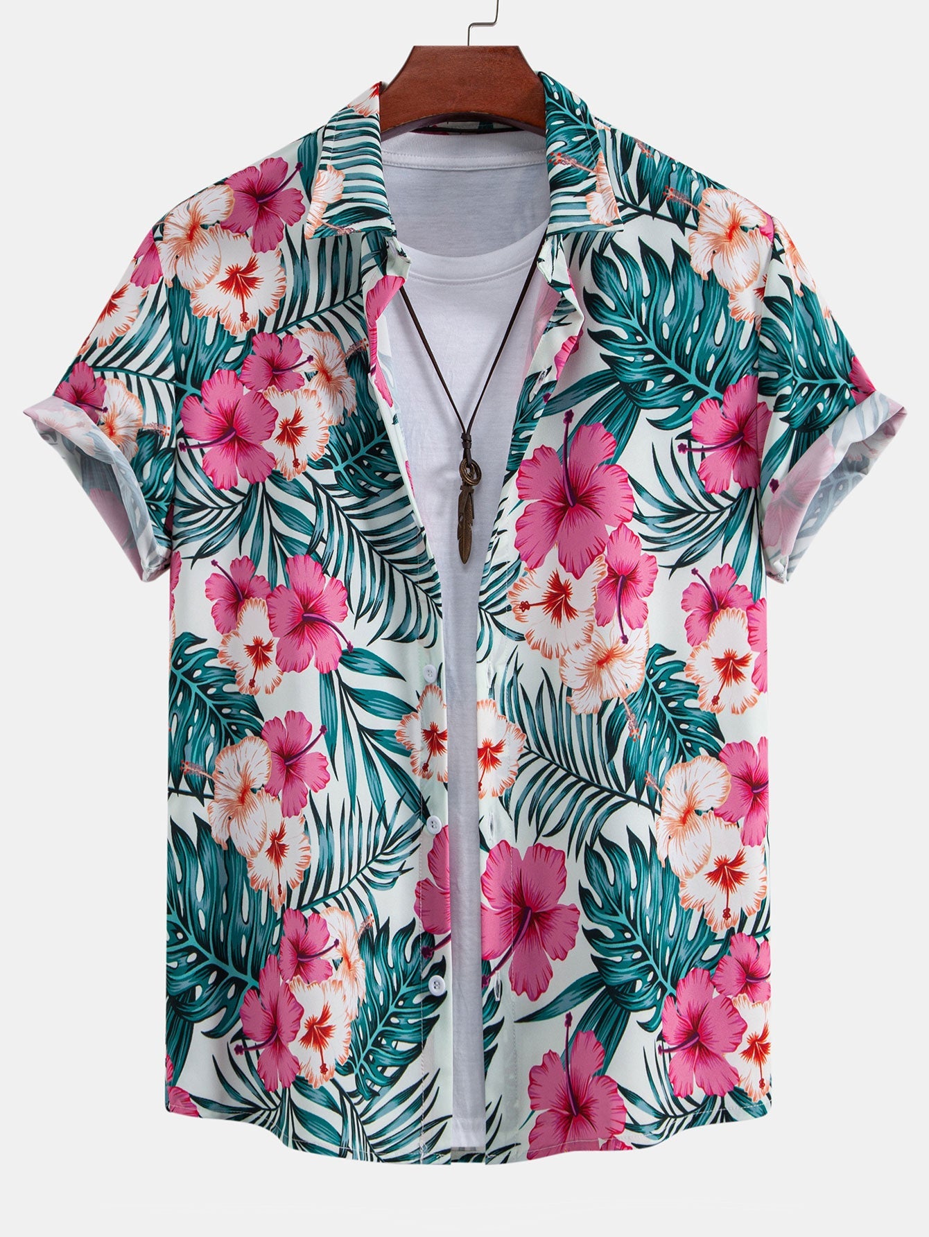 Lucas® | Tropical Flowers Print Button Up Shirt & Zip Pocket Swim Shorts