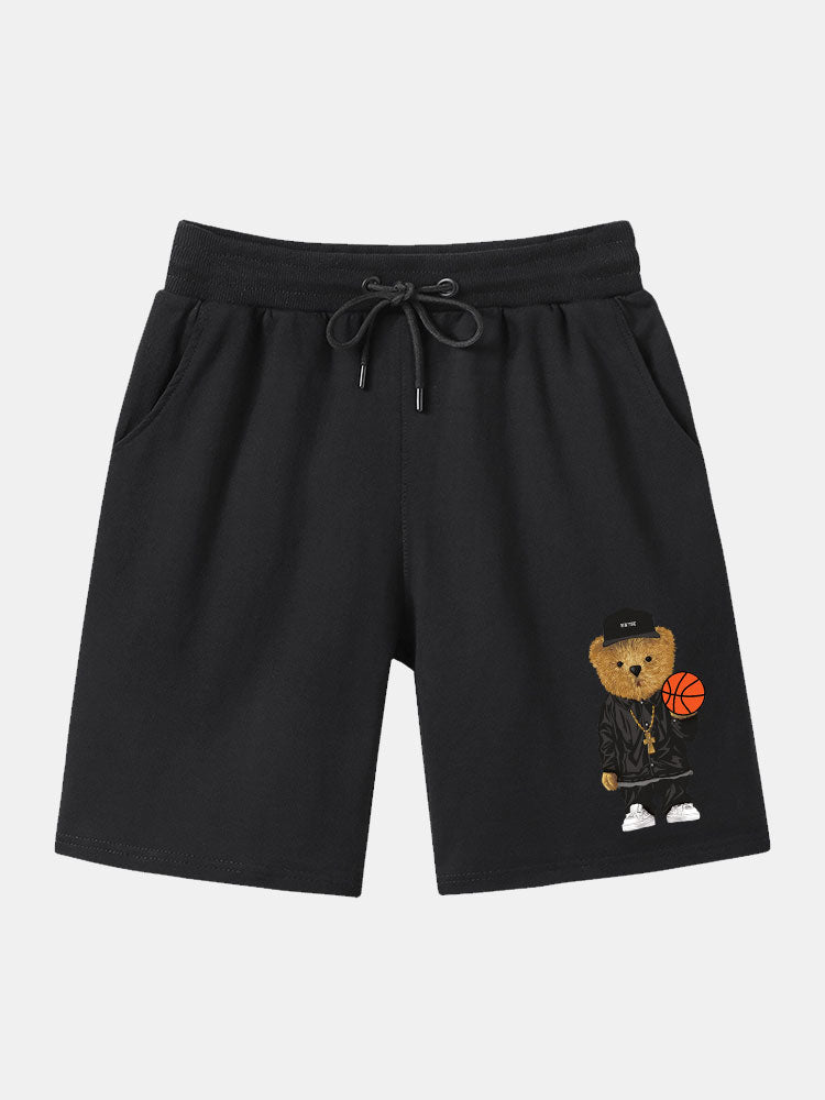 Fermín | Basketball Bear Print Mid Length Shorts
