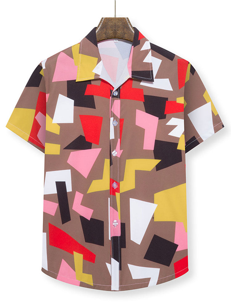 Artemi® | Geometry Print Button Up Shirt