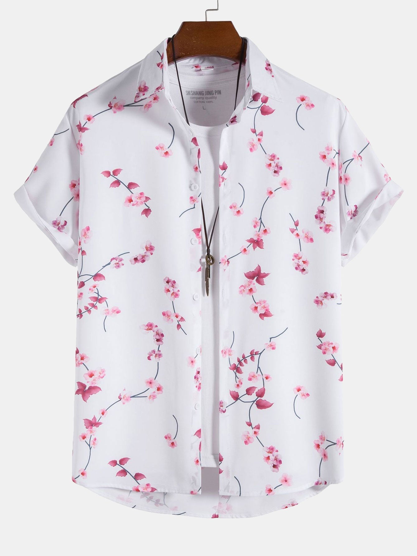 Amor® | Cherry Blossom Print Button Up Shirt