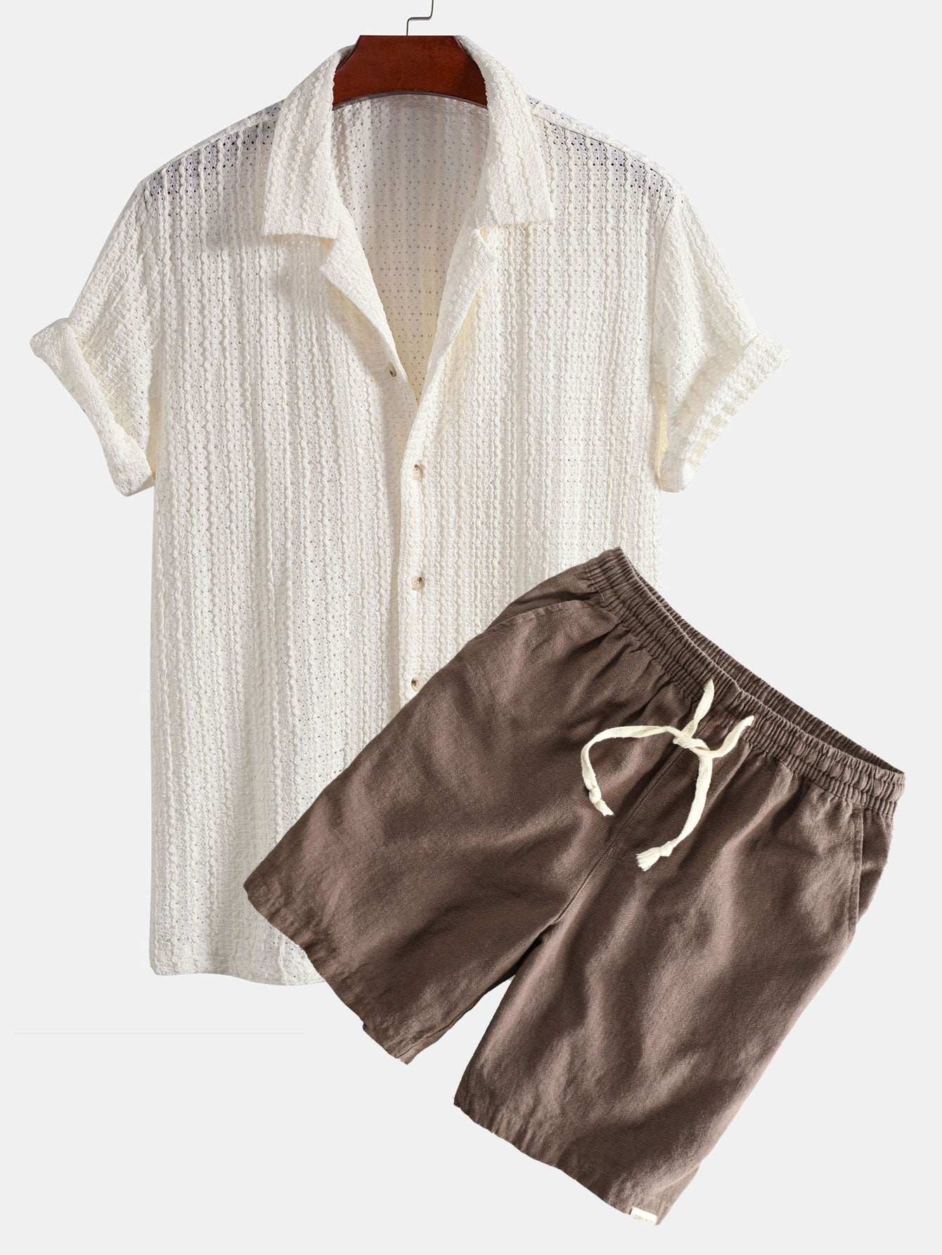 Hector® | Texture Jacquard Cuban Shirt & Linen Cotton Blend Drawstring Shorts