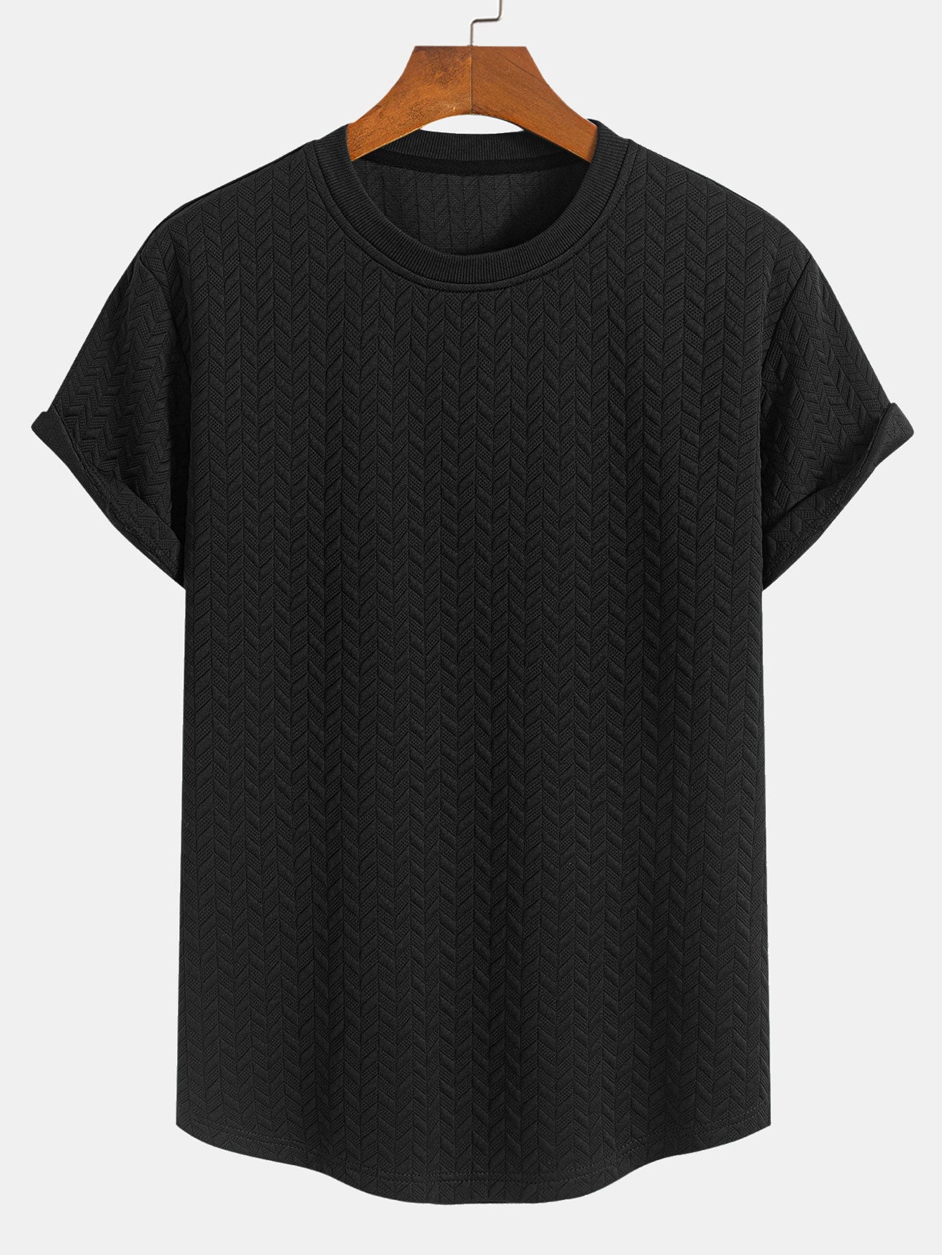 Esteban® | Jacquard Textured Arc Hem T-Shirt
