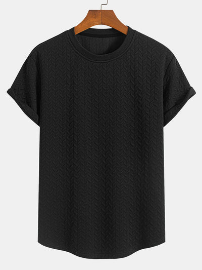 Esteban® | Jacquard Textured Arc Hem T-Shirt