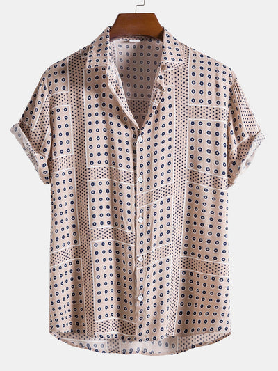 Andries® | Polka Dot Flower Print Button Up Shirt