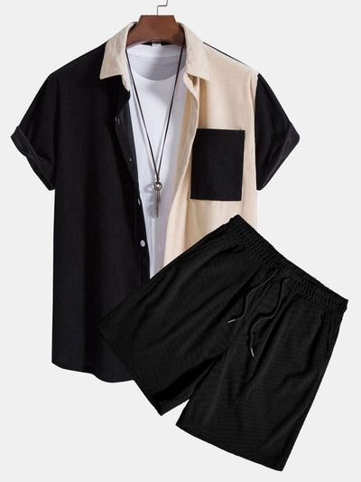 Publio® | Two Tone Corduroy Shirt & Corduroy Shorts