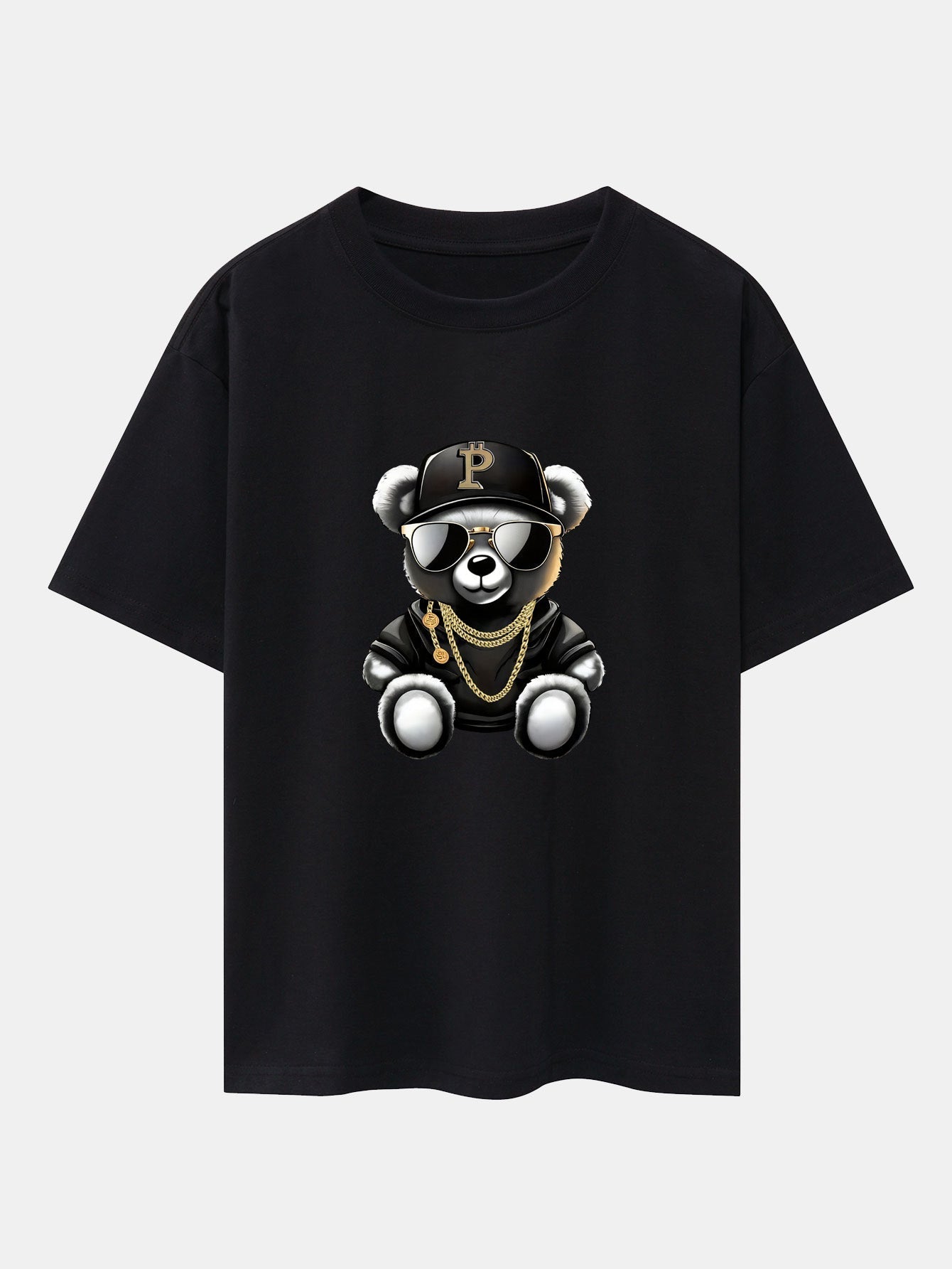 Miqueas® | Hip Hop Bear Print Drop Shoulder Oversize T-Shirt