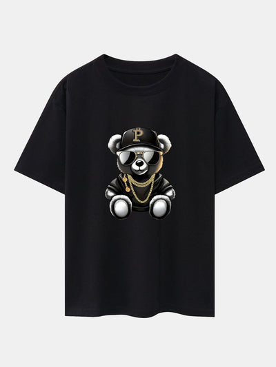 Miqueas® | Hip Hop Bear Print Drop Shoulder Oversize T-Shirt