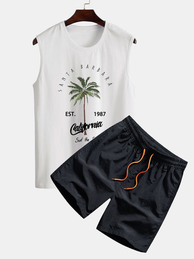 Emiliano® | Palm Tree Print Tank Top & Swim Shorts