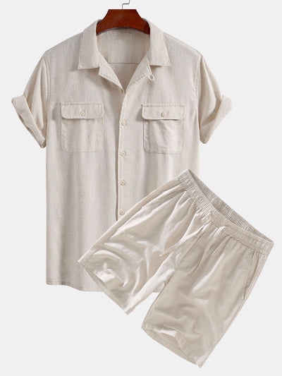 Eloy® | Linen Cuban Shirt With Pockets & Linen Drawstring Shorts