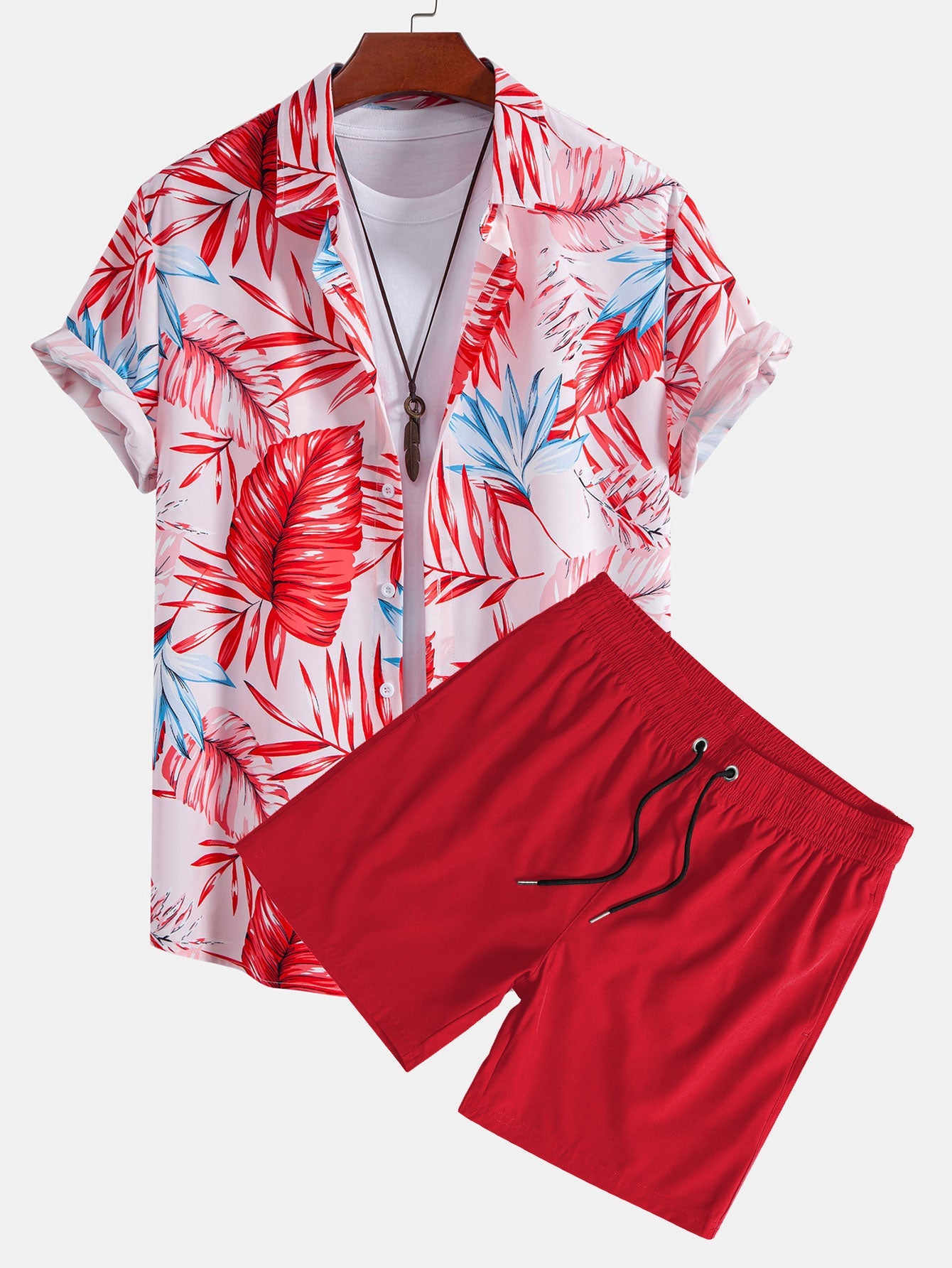 Marcel® | Tropical Print Button Up Shirt & Swim Shorts