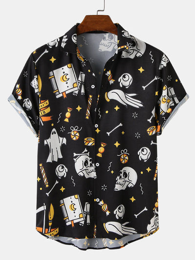 Andres® | Halloween Ghost Skull Print Shirt