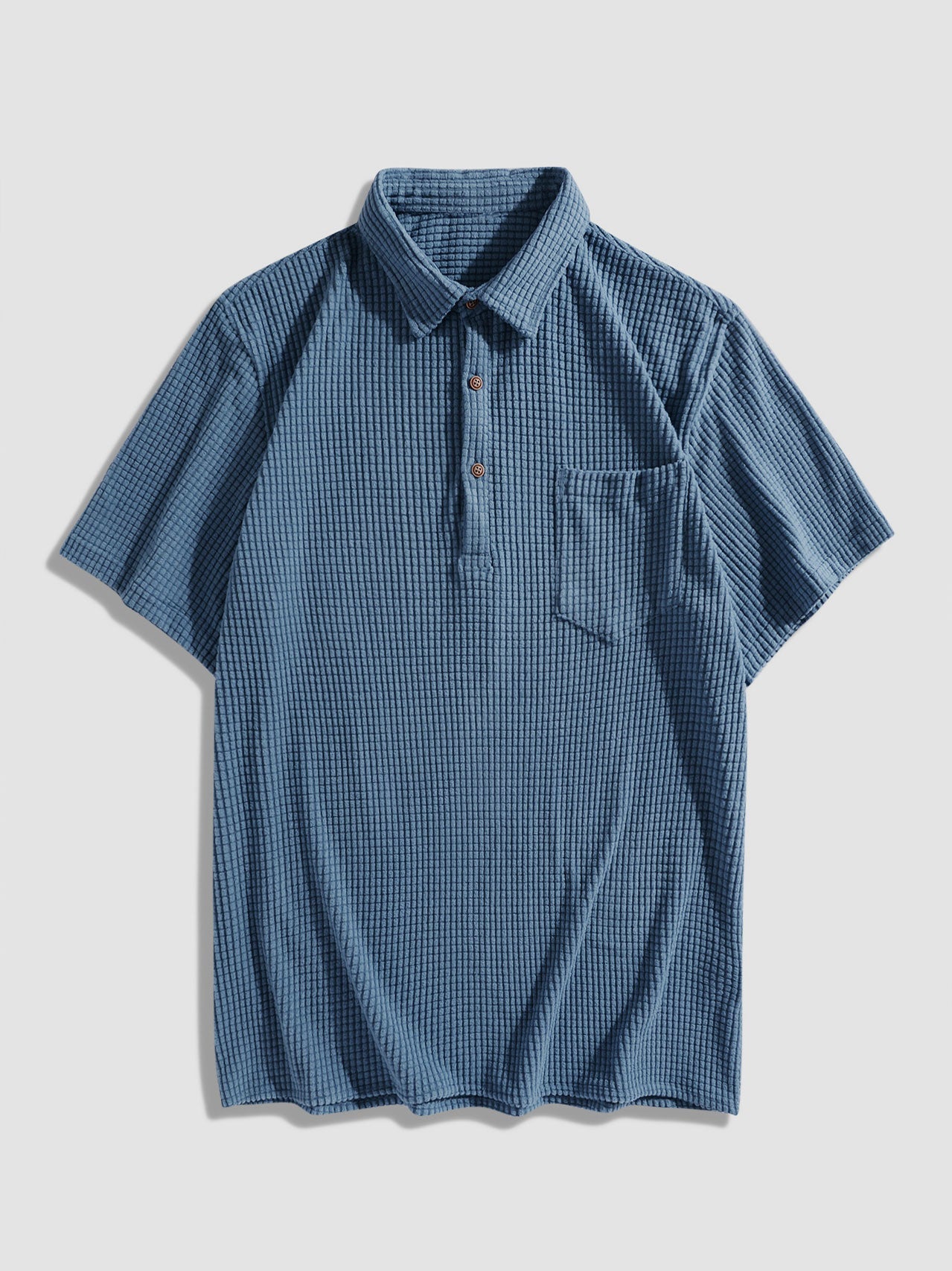 Alvord® | Waffle Lapel Solid Henley Shirts