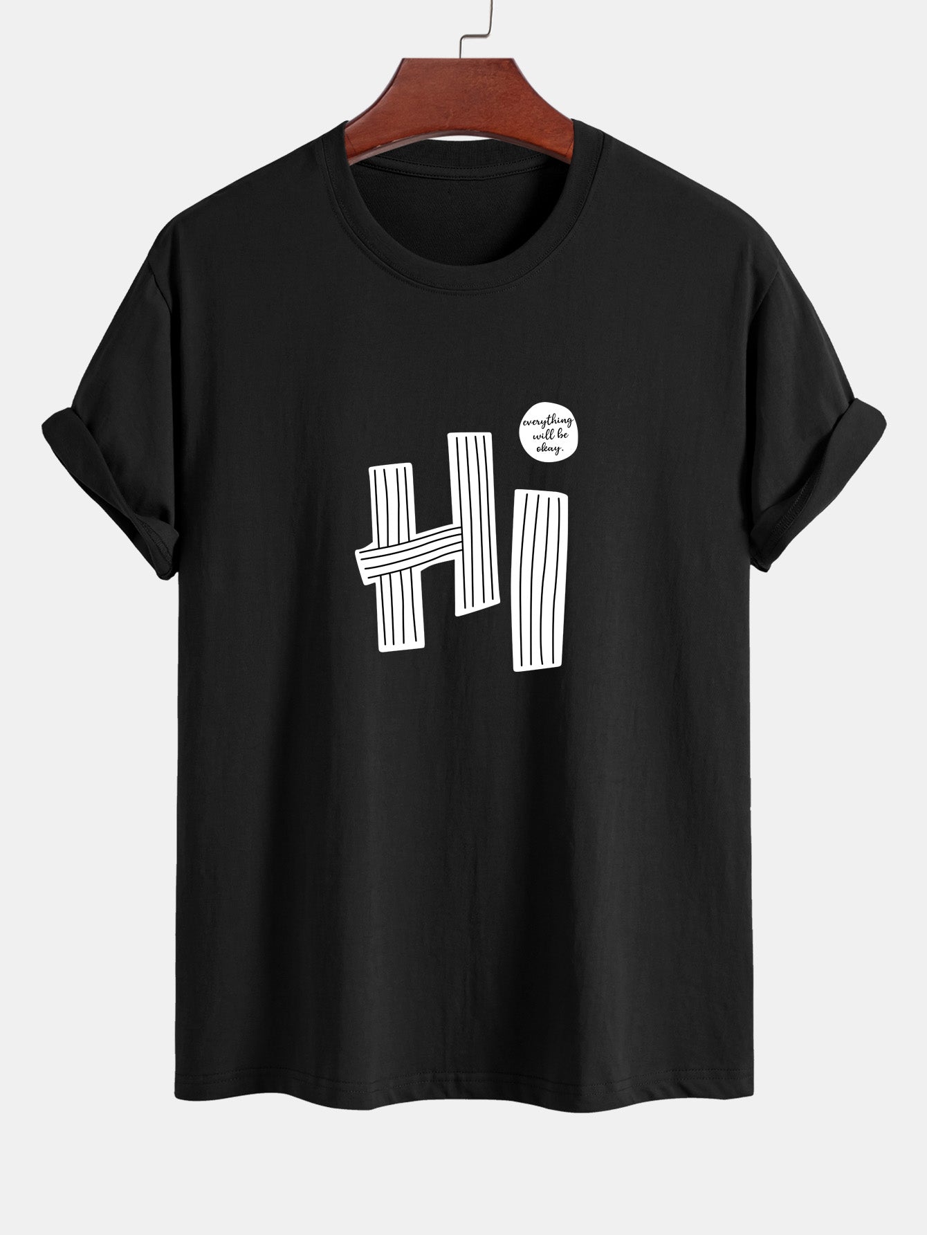 Mercurio® | Hi Slogan Lines Print Cotton T-Shirt