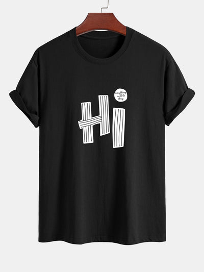 Mercurio® | Hi Slogan Lines Print Cotton T-Shirt