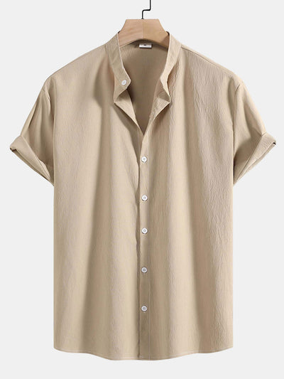 Aristodemo® | Wrinkled Texture Stand Collar Shirt