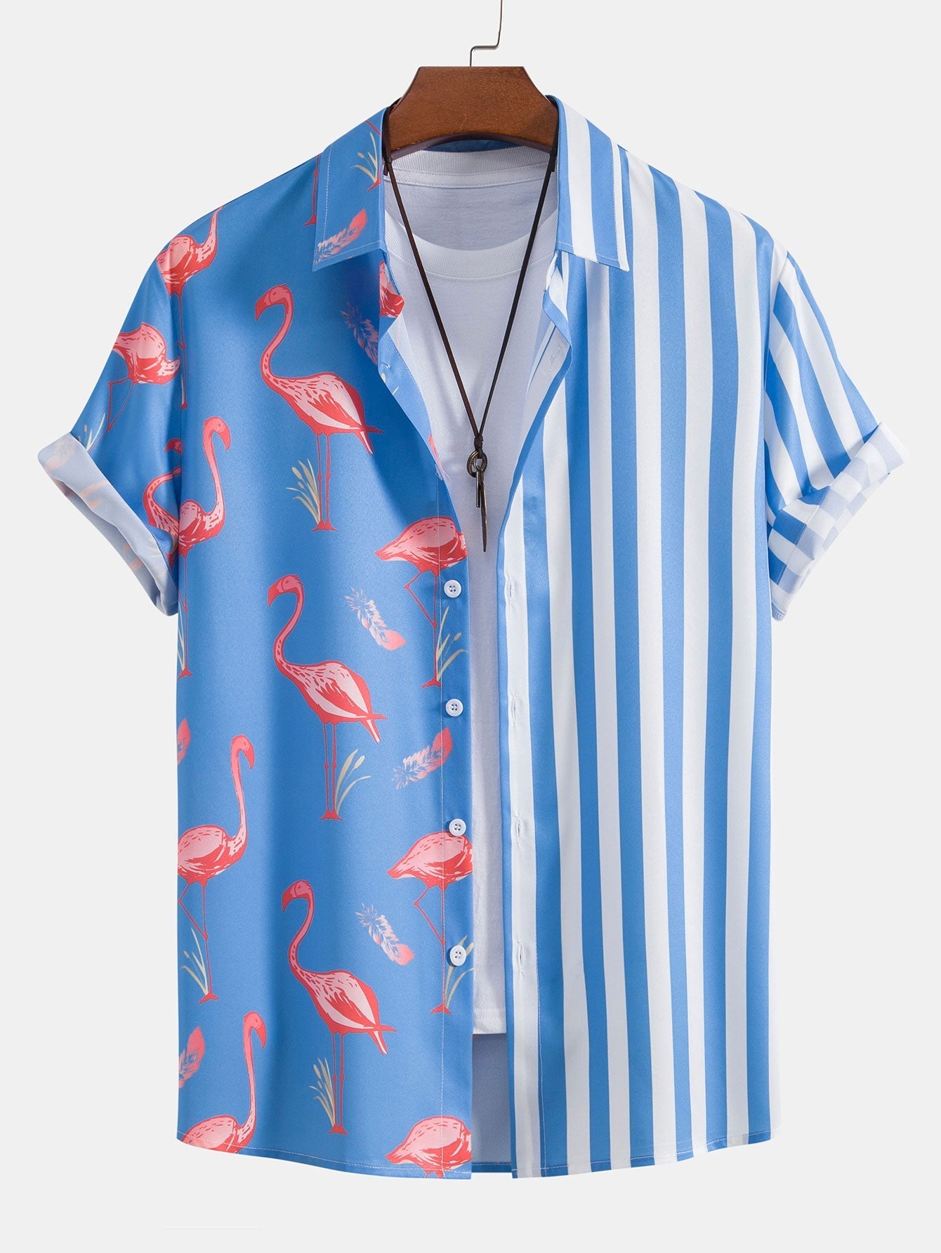 Otalvaro® | Flamingo Stripe Panel Shirt & Swim Shorts