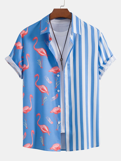 Otalvaro® | Flamingo Stripe Panel Shirt & Swim Shorts