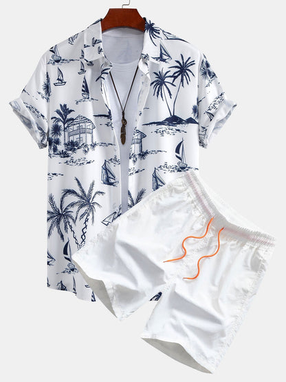 Filemón® | Island Sailing Print Button Up Shirt & Swim Shorts