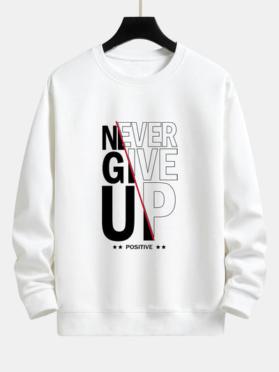 Afram® | Never Give Up Print Relax Fit Sweatshirt & Basic Jogging Pants