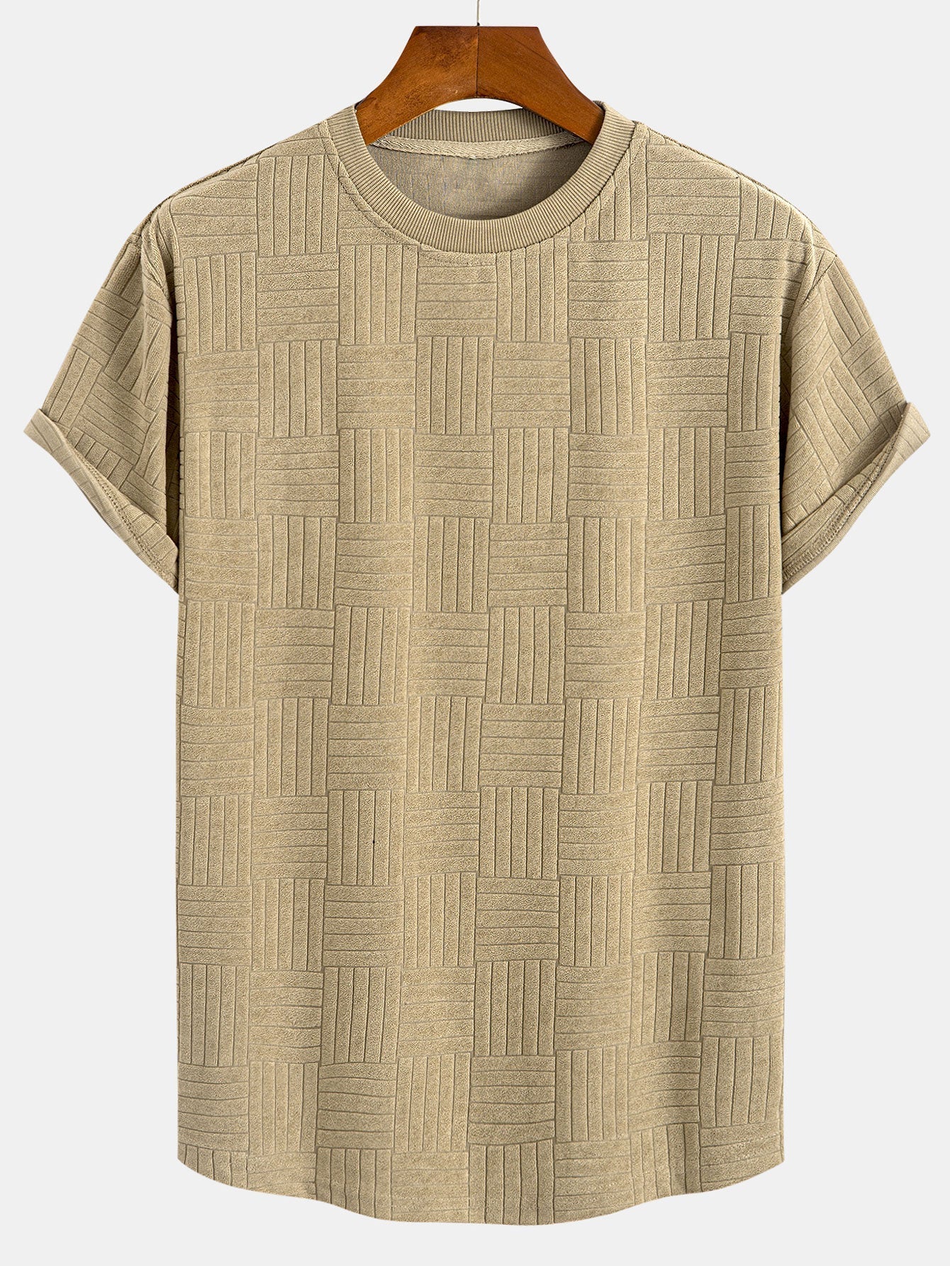 Edilberto® | Striped Towelling Texture Arc Hem T-Shirt & Shorts