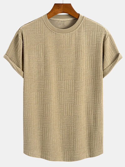 Edilberto® | Striped Towelling Texture Arc Hem T-Shirt & Shorts