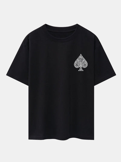 Ahab® | Ace Of Spades Print Drop Shoulder Oversize T-Shirt