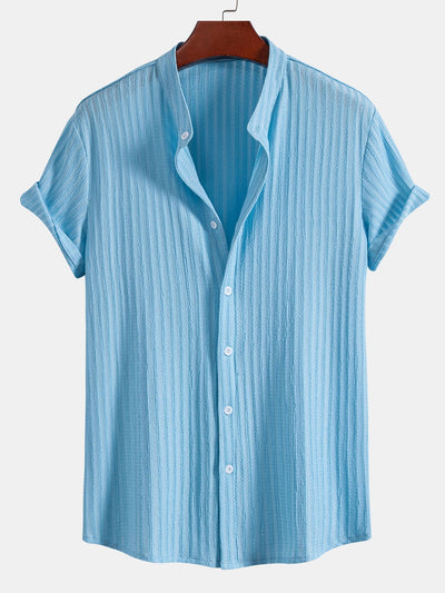 Antares® | Muscle Fit Texture Ribbed Stand Collar Shirt