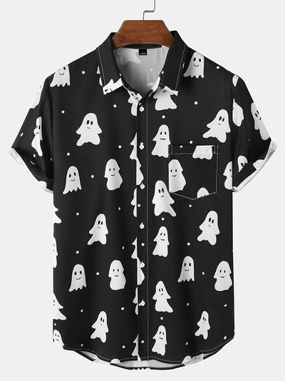 Alviss® | Halloween Cute Ghost Print Button Up Shirt