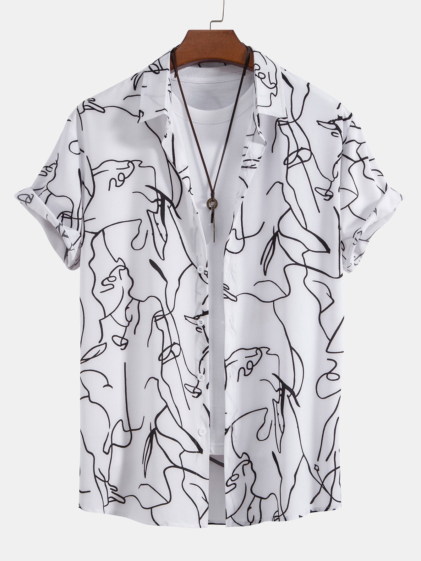 Alejandro® | Abstract Line Print Buttton Up Shirt