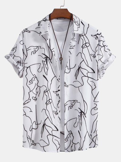 Alejandro® | Abstract Line Print Buttton Up Shirt