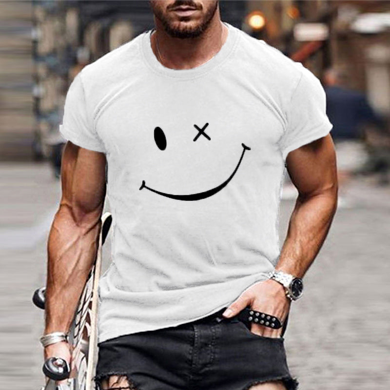 Men's Vine Smiley Print Rond Neck Short Sleeve T-Shirt