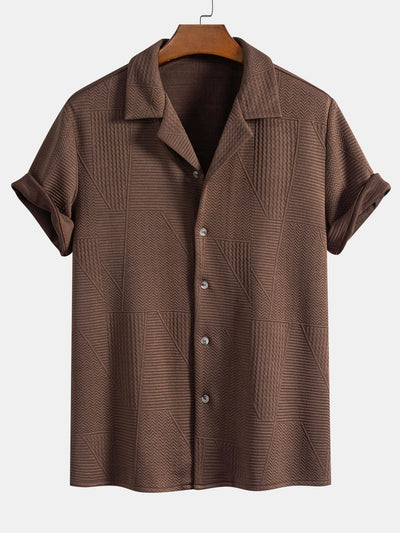 Leonardo® | Geometric Style: Short-Sleeved Cuban Shirt With Geometric Texture