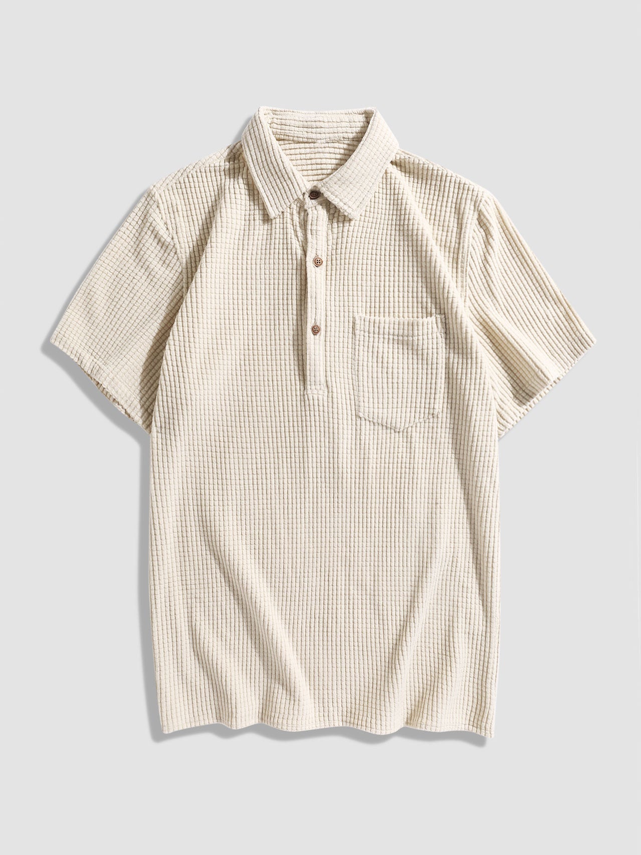 Adán® | Waffle Lapel Solid Henley Shirts