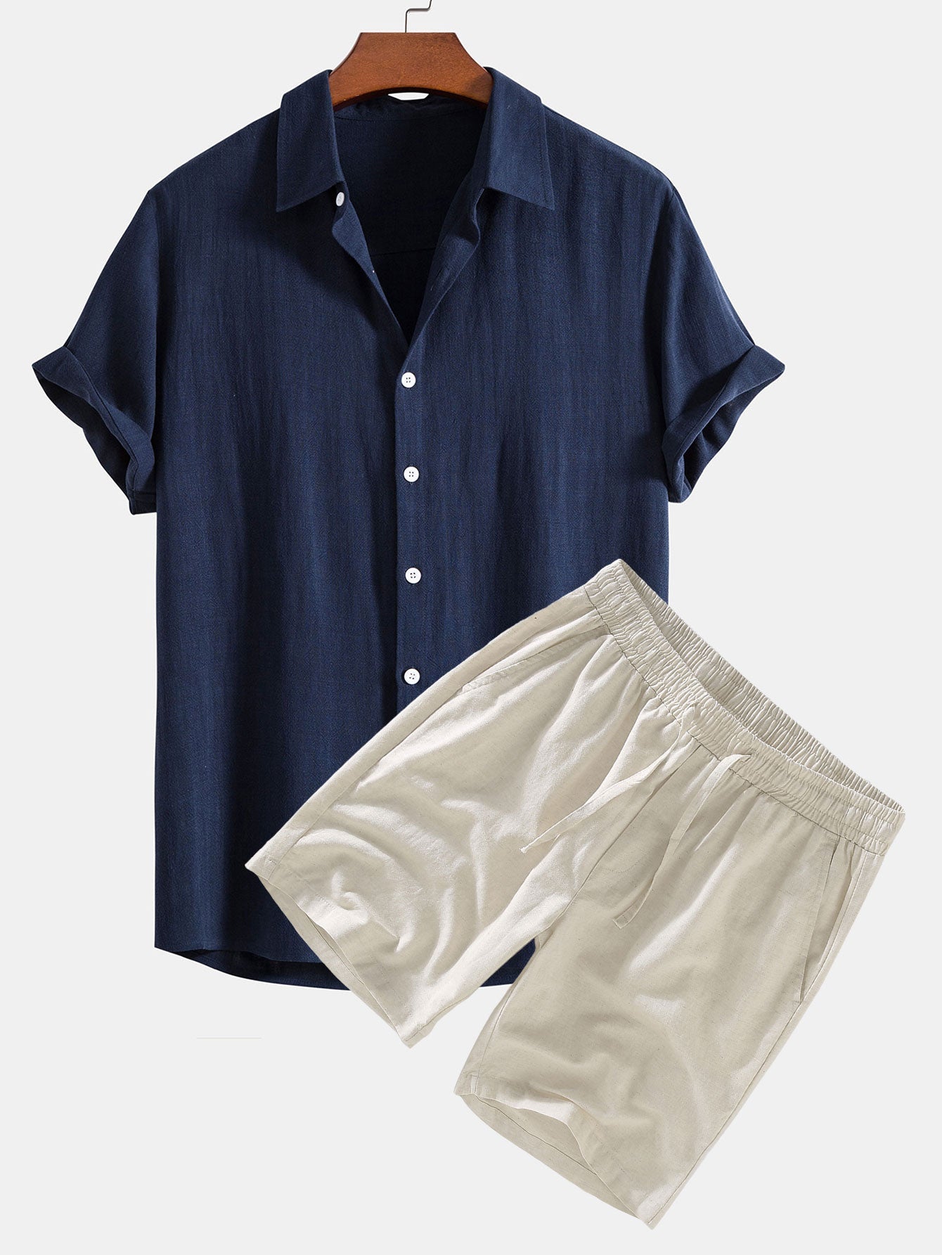 Duane® | Linen Rayon Blend Button Up Shirt & Linen Drawstring Shorts