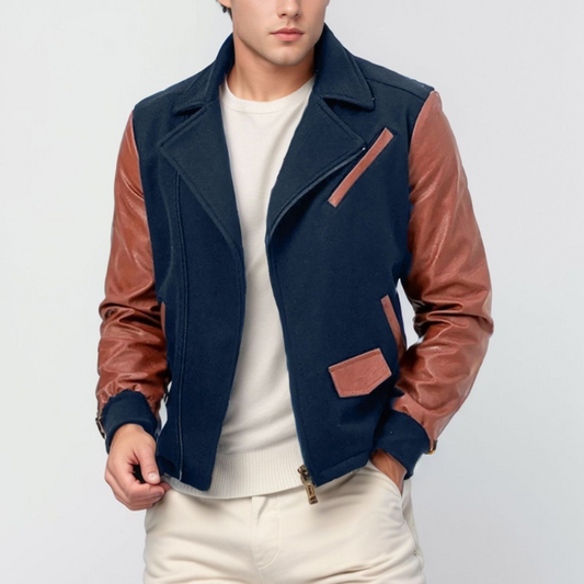 Claudio® | Bravon Leather-Wool Bomber Jacket