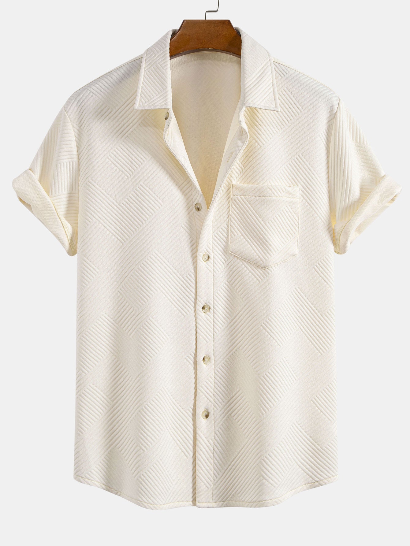 Amias® | Stripe Jacquard Button Up Shirt