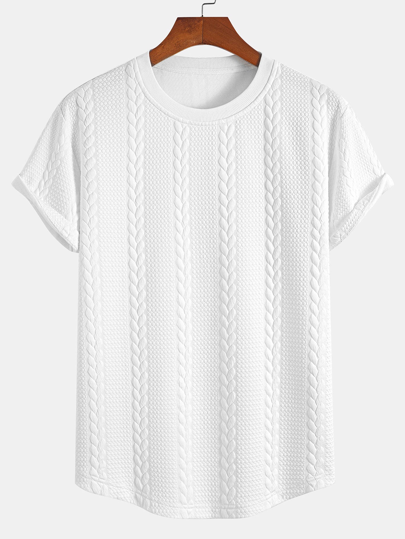 Aarón® | Twist Jacquard Arc Hem T-Shirt & Twist Jacquard Shorts