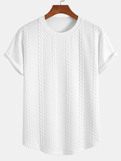 Aarón® | Twist Jacquard Arc Hem T-Shirt & Twist Jacquard Shorts
