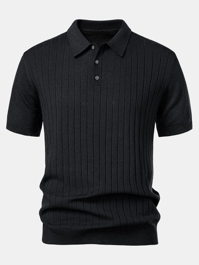 Landon | Stripe Knit Polo Shirt