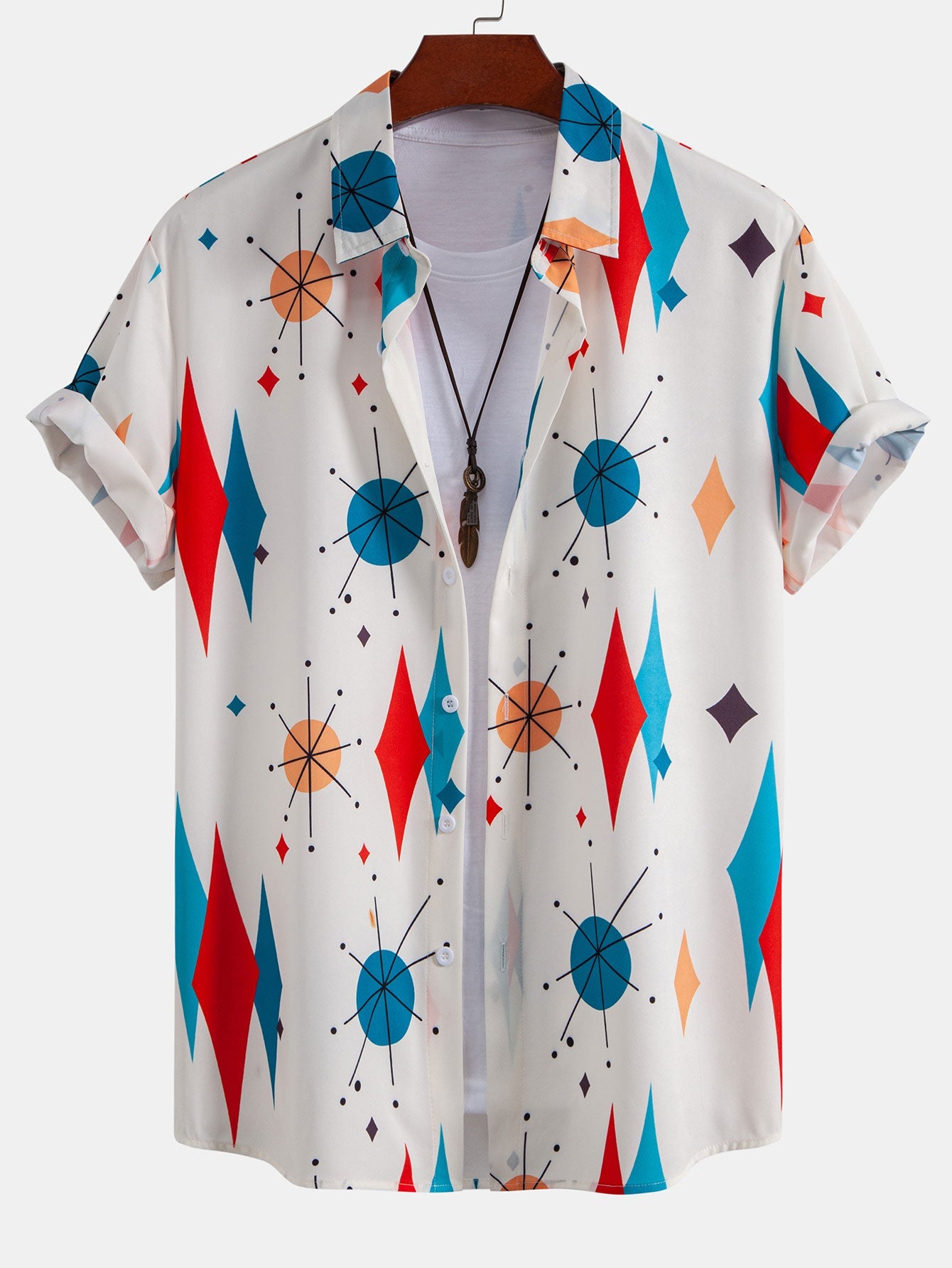 Manuel® | Atomic Geometric Print Button Up Shirt