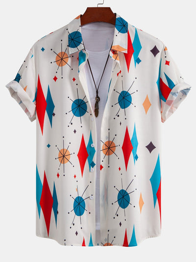 Joaquín® | Atomic Geometric Print Button Up Shirt & Swim Shorts