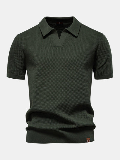 Elton® | Pineapple Texture Knit V Neck Polo