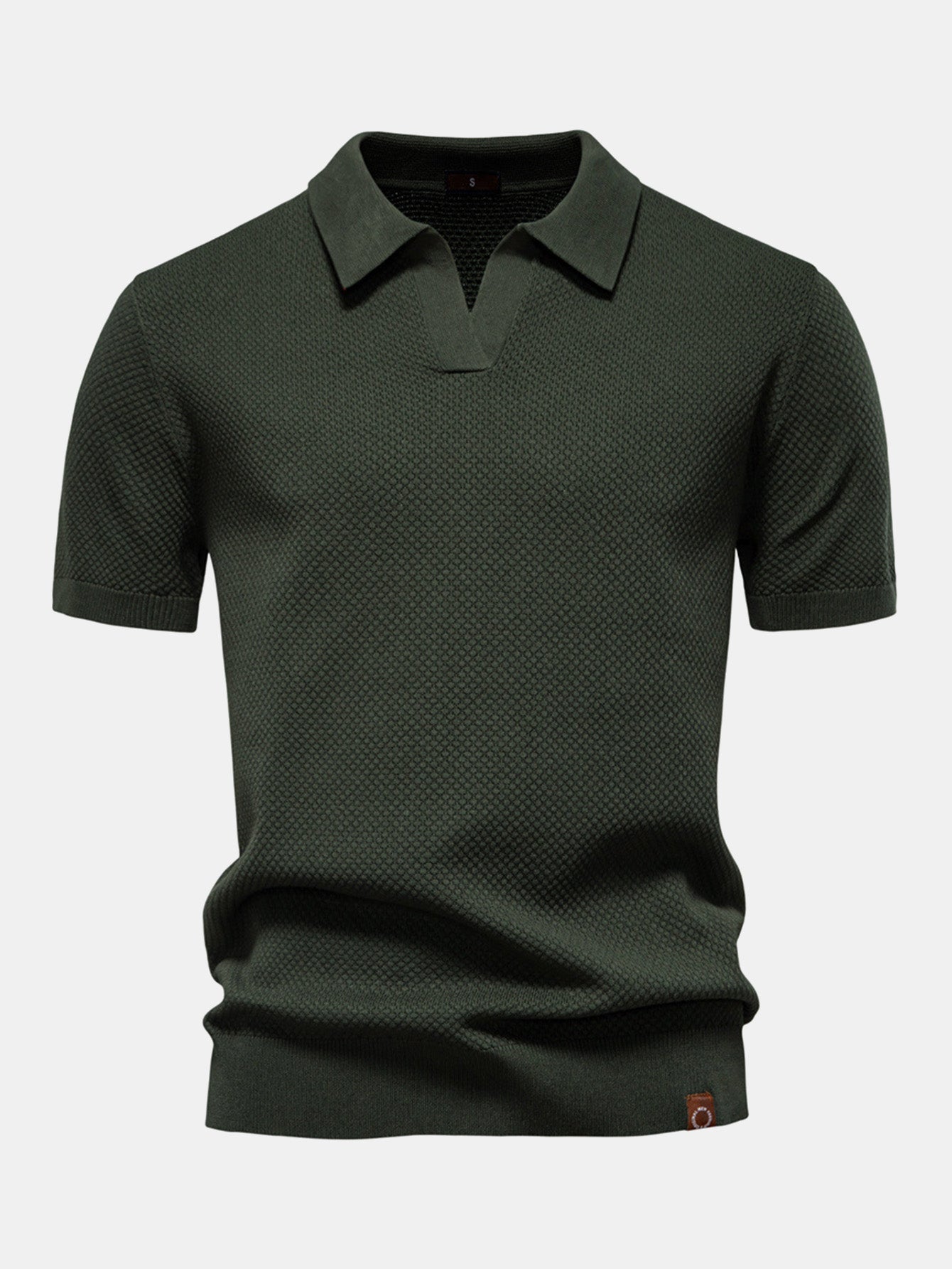 Lincoln | Pineapple Texture Knit V Neck Polo