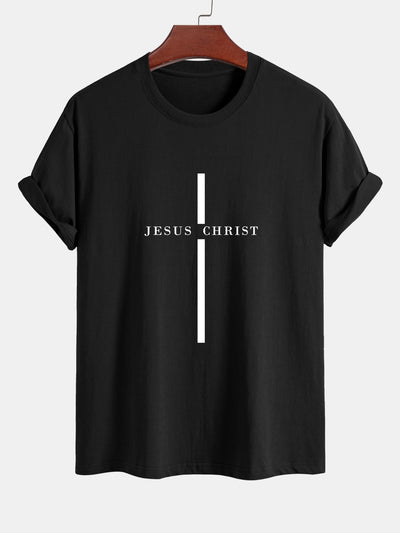 Odón® | Jesus Christ Stripe Print Cotton T-Shirt